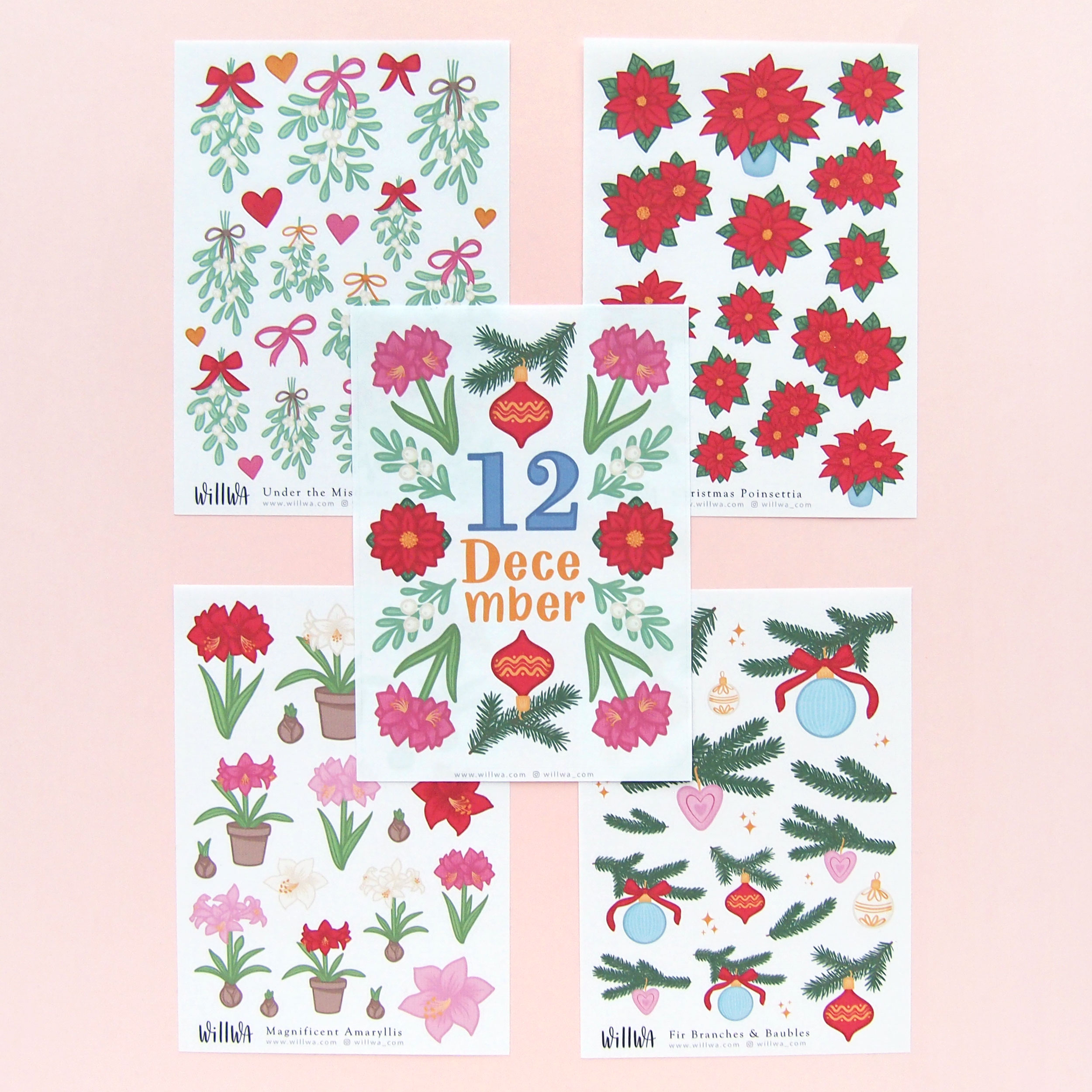 December Flower Sticker Bundle - Design by Willwa