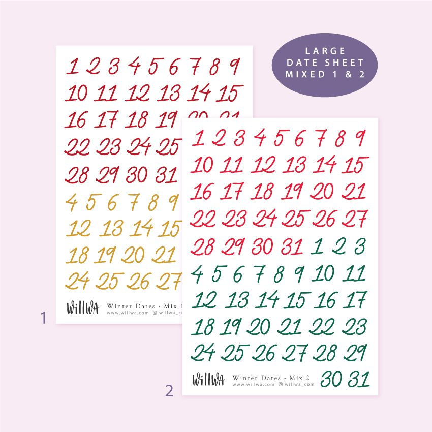 Christmas Large Date Stickers - Design by Willwa
