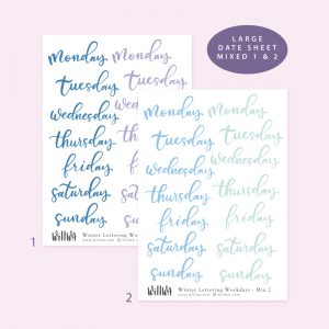 Winter Lettering Weekdays Stickers - Design by Willwa
