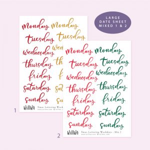 Christmas Lettering Weekdays Stickers - Design by Willwa