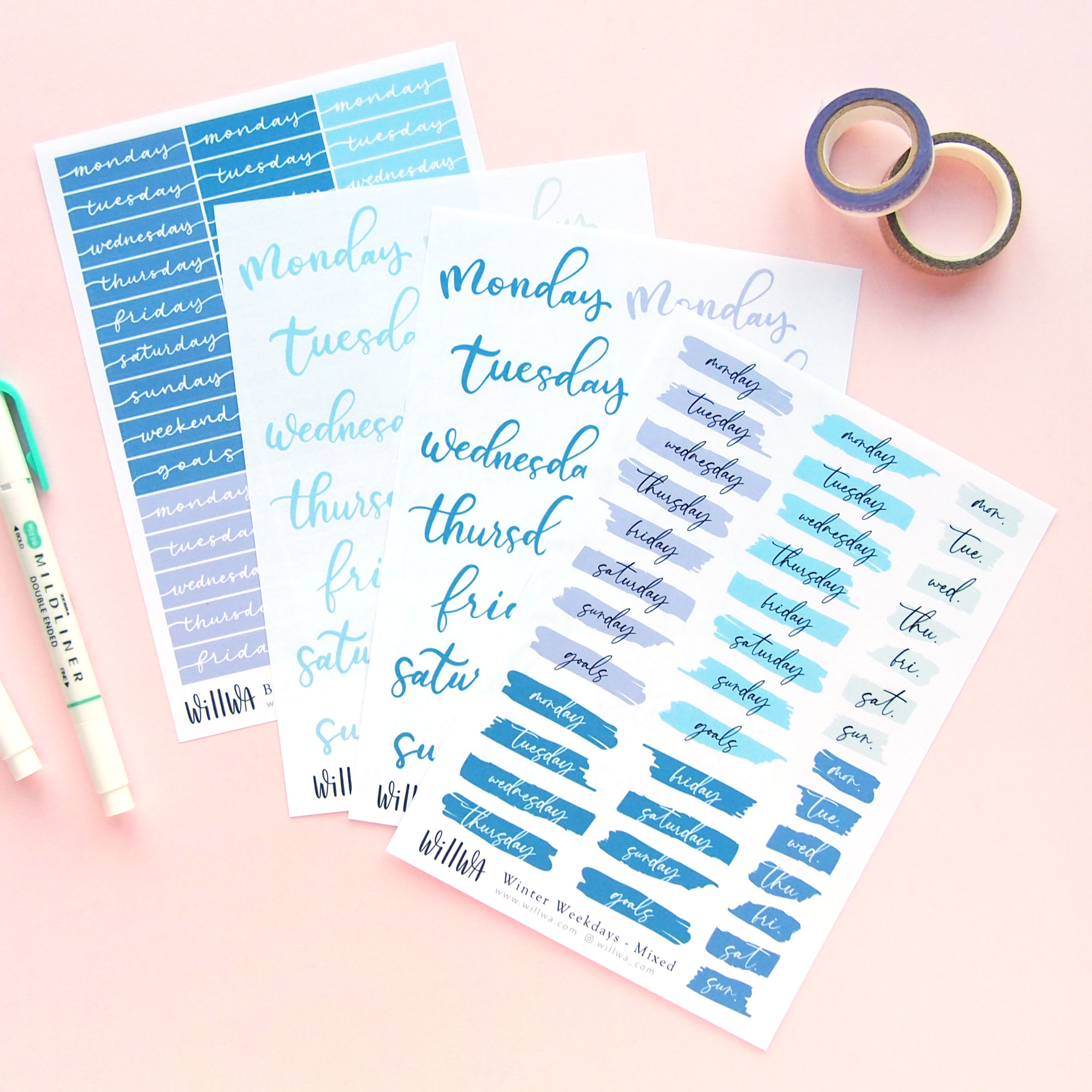 Winter Weekdays Stickers - Design by Willwa