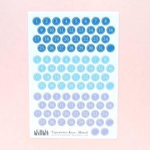 Winter Typewriter Key Date Stickers - Design by Willwa