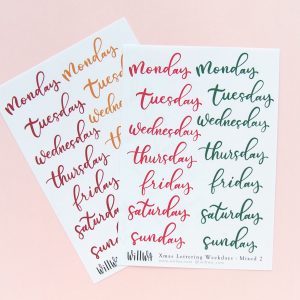 Christmas Lettering Weekdays Stickers - Design by Willwa