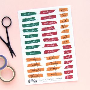 Christmas Brush Stroke Weekdays Stickers - Design by Willwa