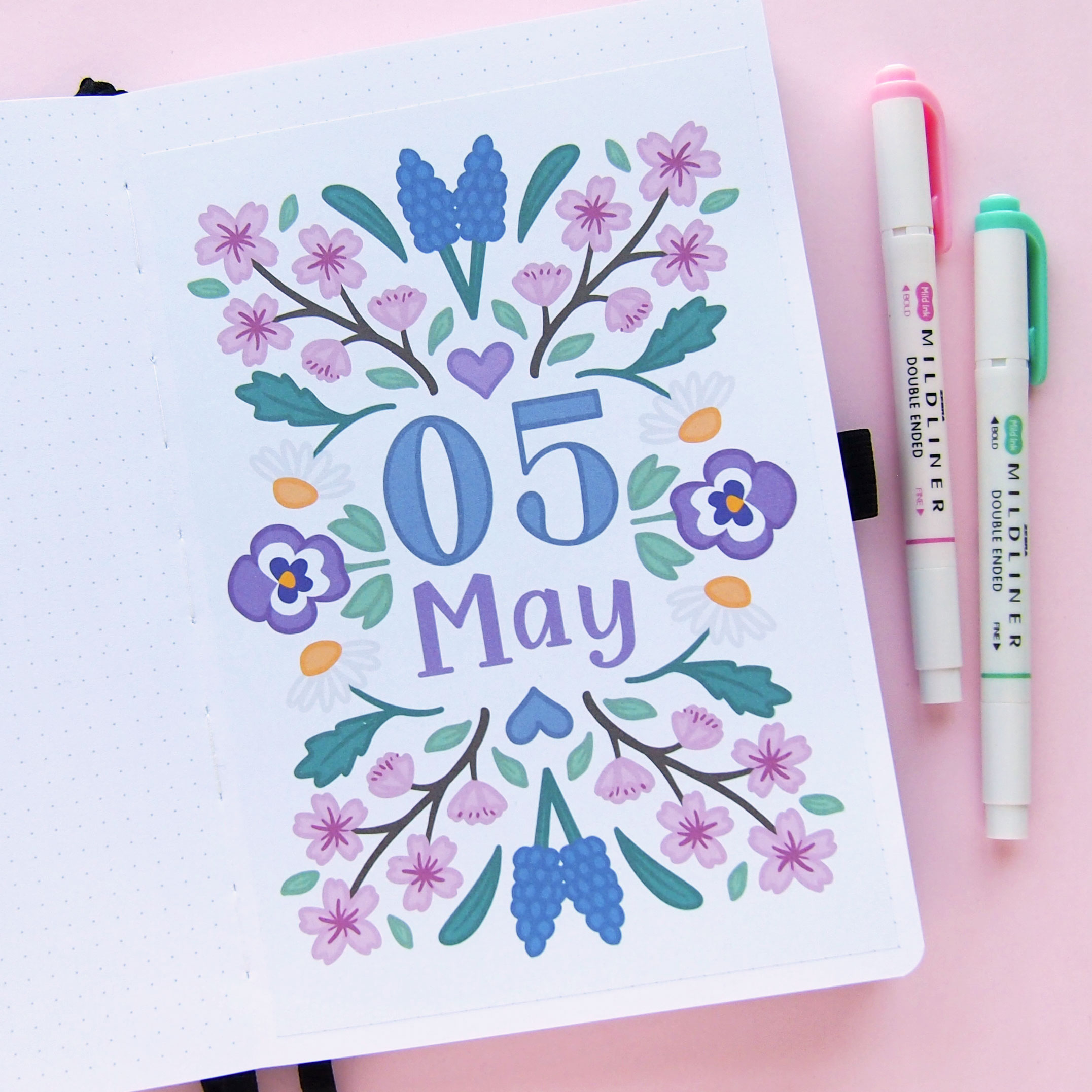 Monthly Floral Cover Page Stickers - Design by Willwa