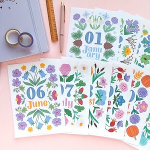 Monthly Floral Cover Page Stickers - Design by Willwa