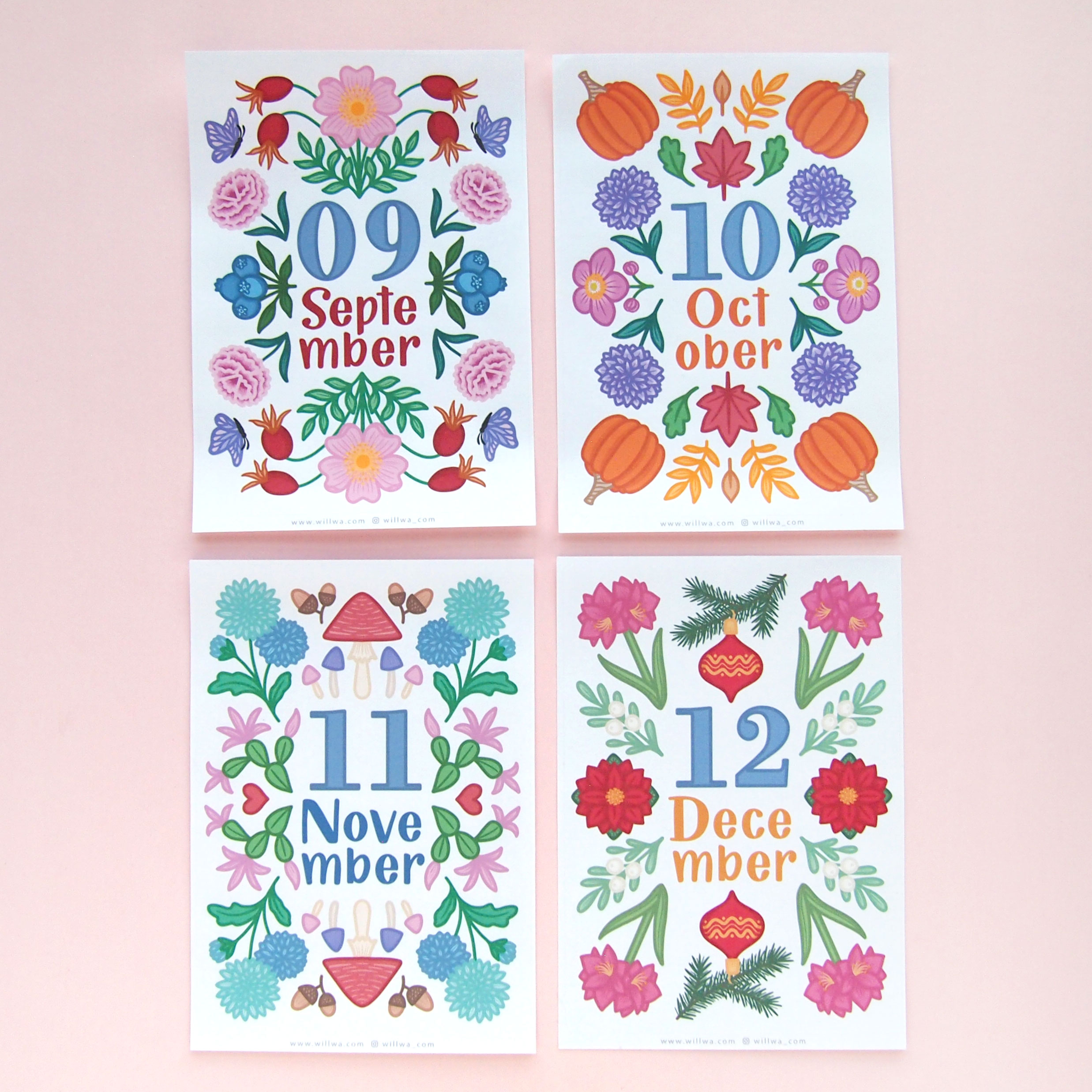 Monthly Floral Cover Page Stickers - Design by Willwa