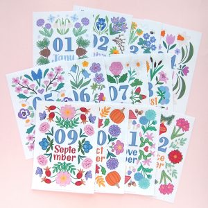 Monthly Floral Cover Page Stickers - Design by Willwa