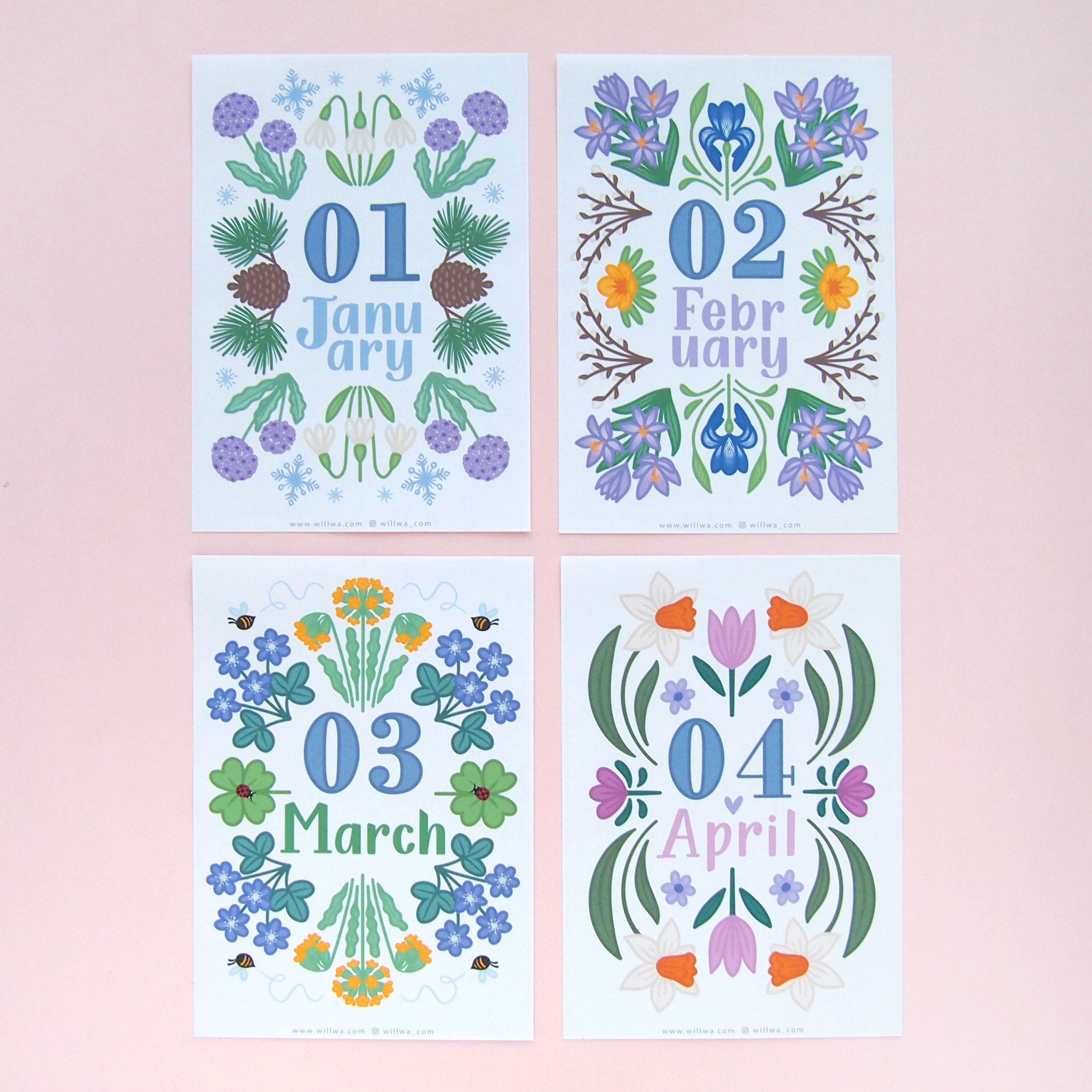 Monthly Floral Cover Page Stickers - Design by Willwa