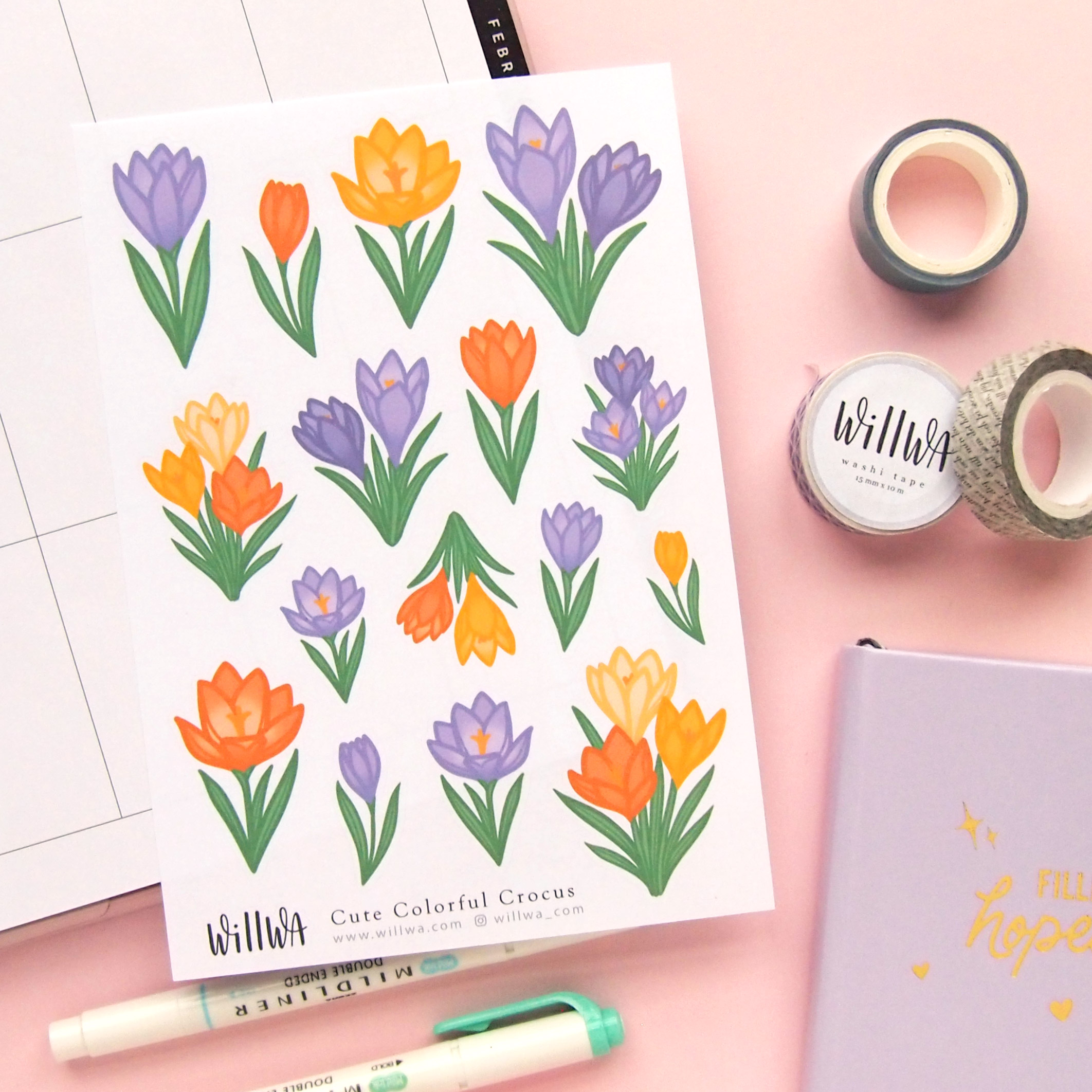 February Flower Sticker Bundle - Design by Willwa
