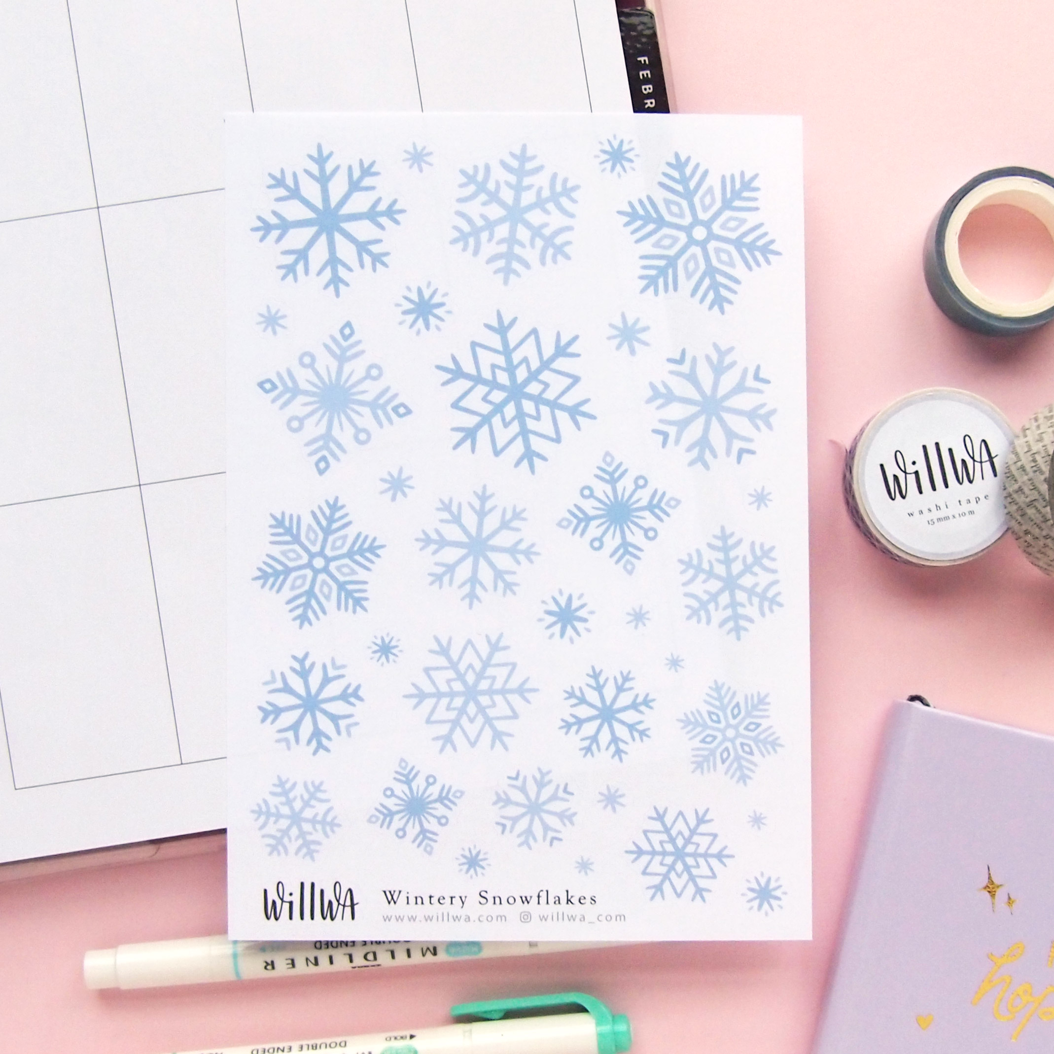 January Flower Sticker Bundle - Design by Willwa