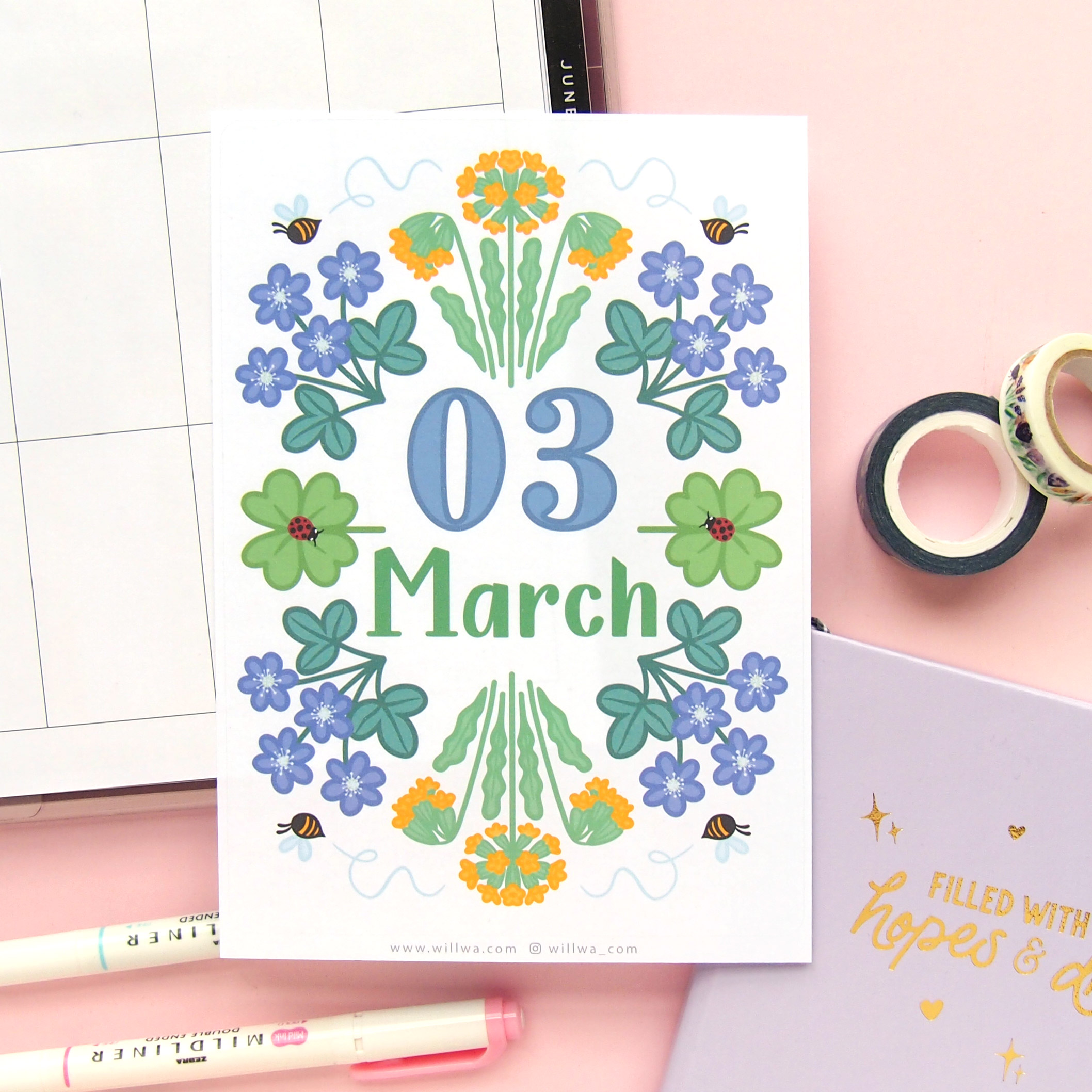 March Flower Sticker Bundle - Design by Willwa