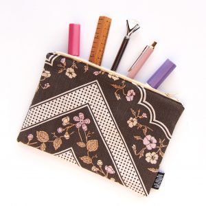 Flowers Brown Pencil Case - Design by Willwa