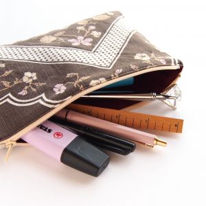 Flowers Brown Pencil Case - Design by Willwa
