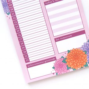 Daily Planner Notepad Dahlias - Design by Willwa