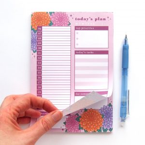 Daily Planner Notepad Dahlias - Design by Willwa