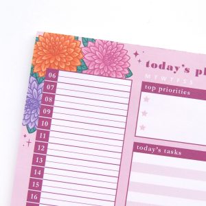 Daily Planner Notepad Dahlias - Design by Willwa