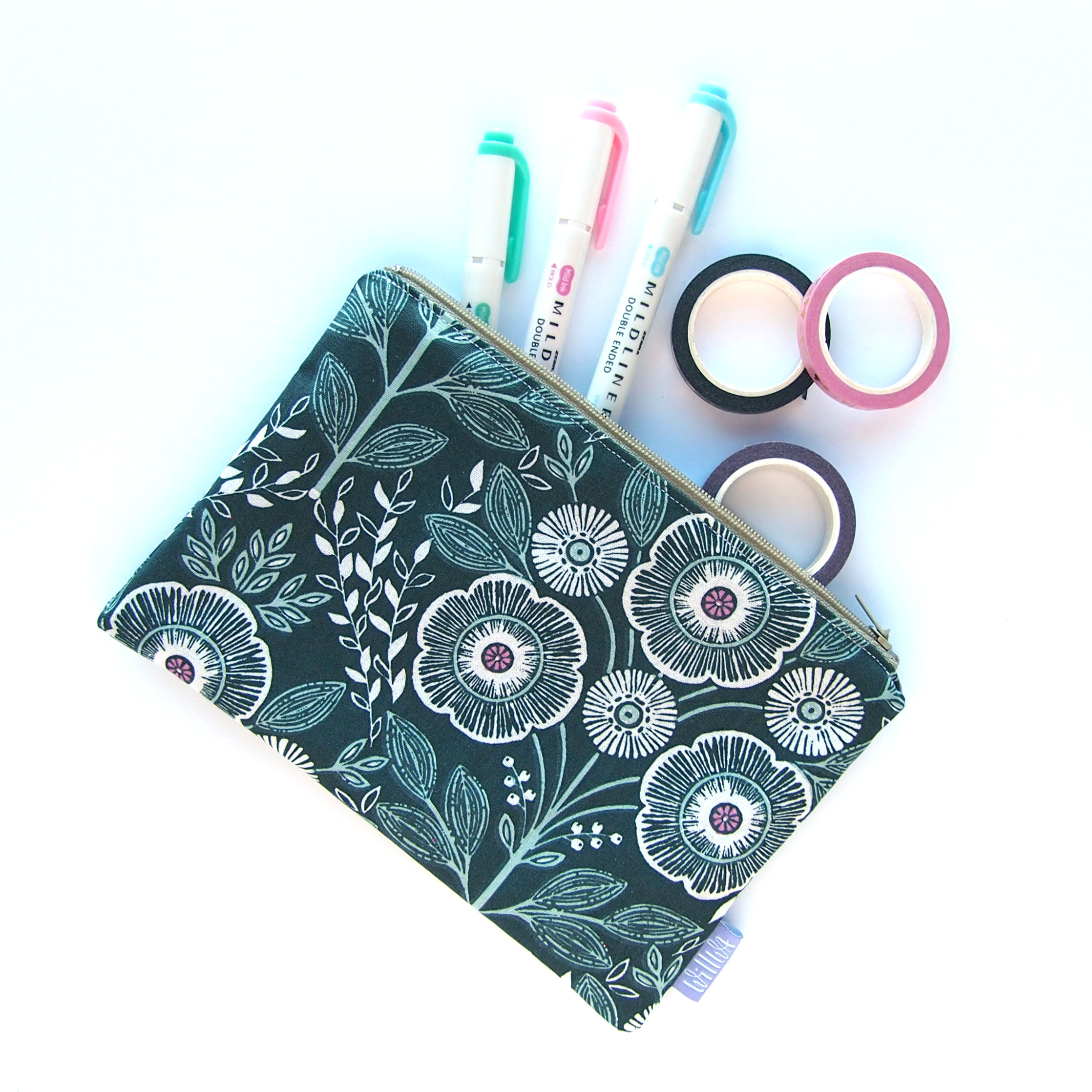 Graphic Flowers Pencil Case - Design by Willwa