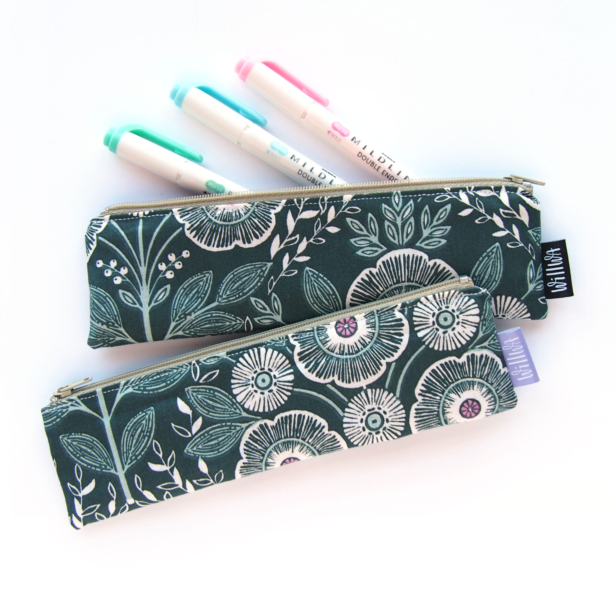 Graphic Flowers Mini Pencil Case - Design by Willwa