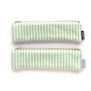 Mint Green Stripes Mini Pencil Case - Design by Willwa