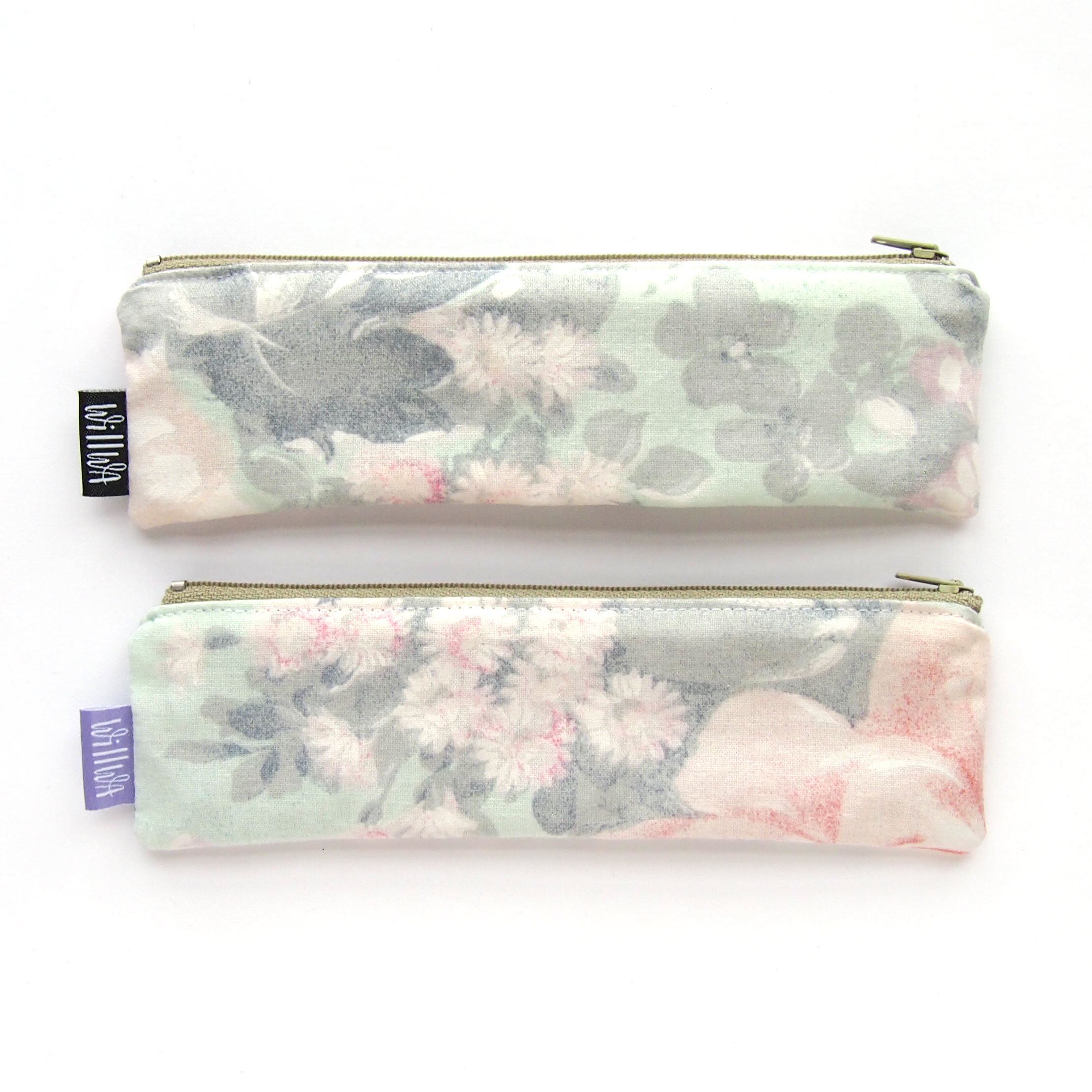 Mint Green Flowers Mini Pencil Case - Design by Willwa