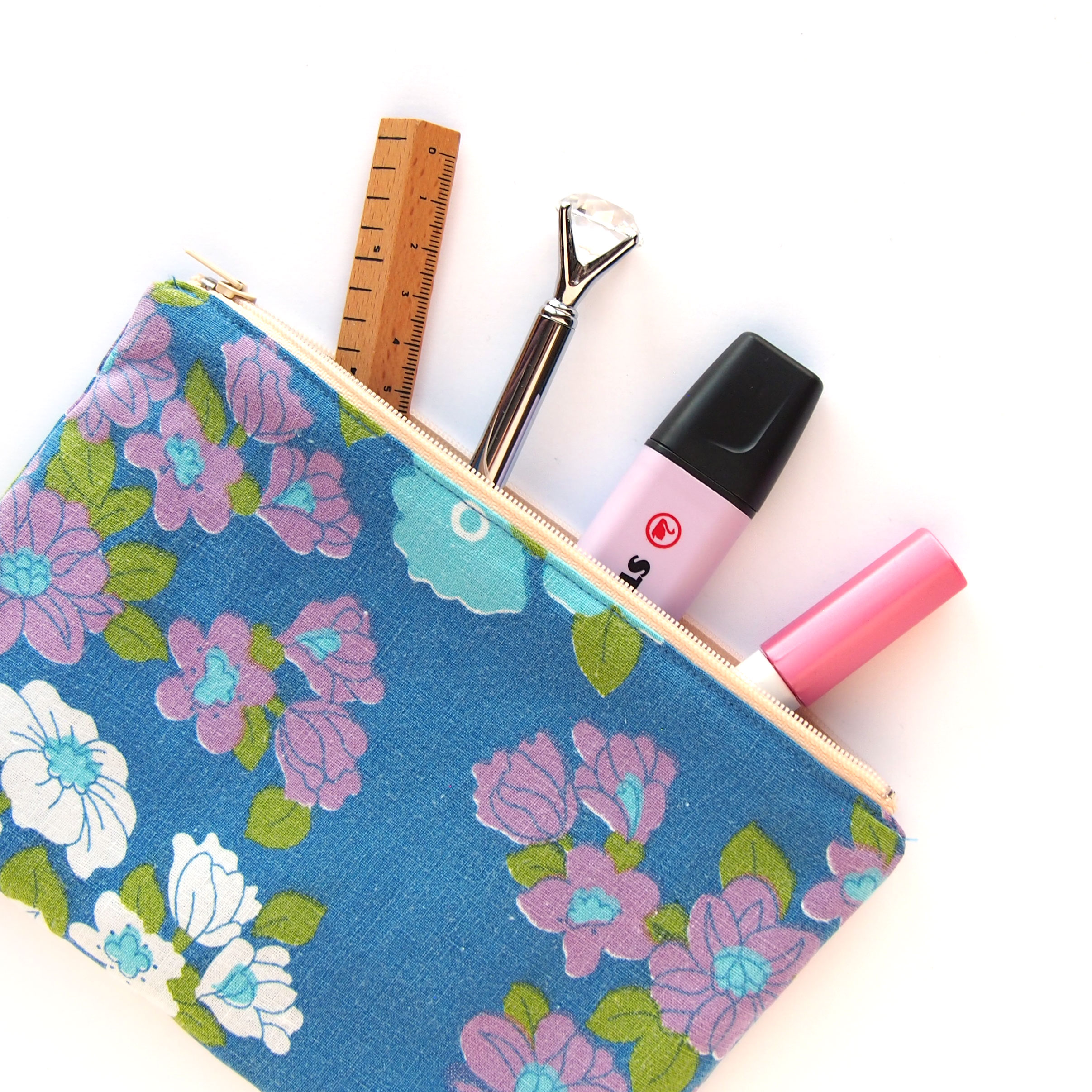 Lilac & White Flowers Pencil Case - Design by Willwa