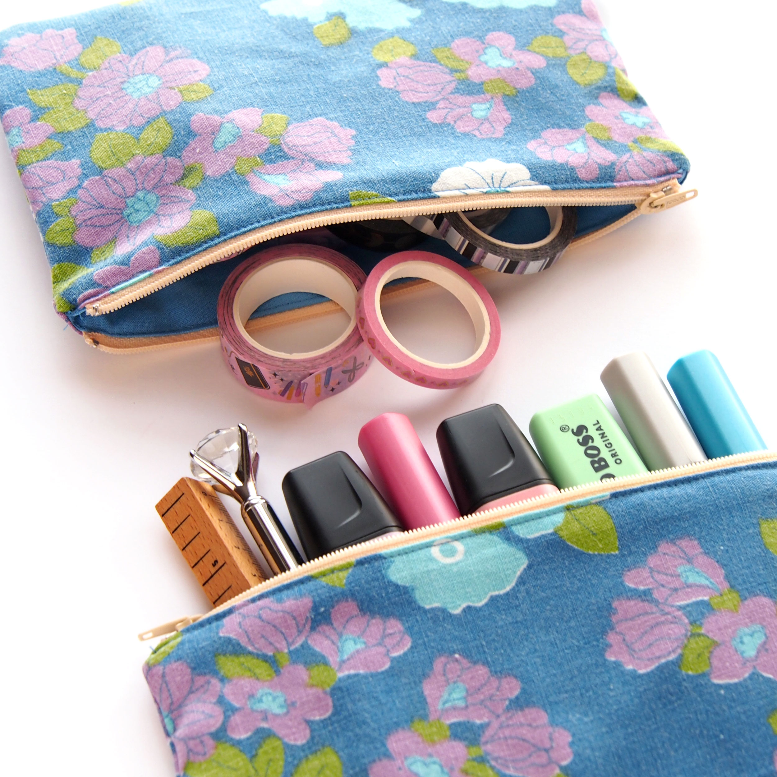 Lilac & White Flowers Pencil Case - Design by Willwa