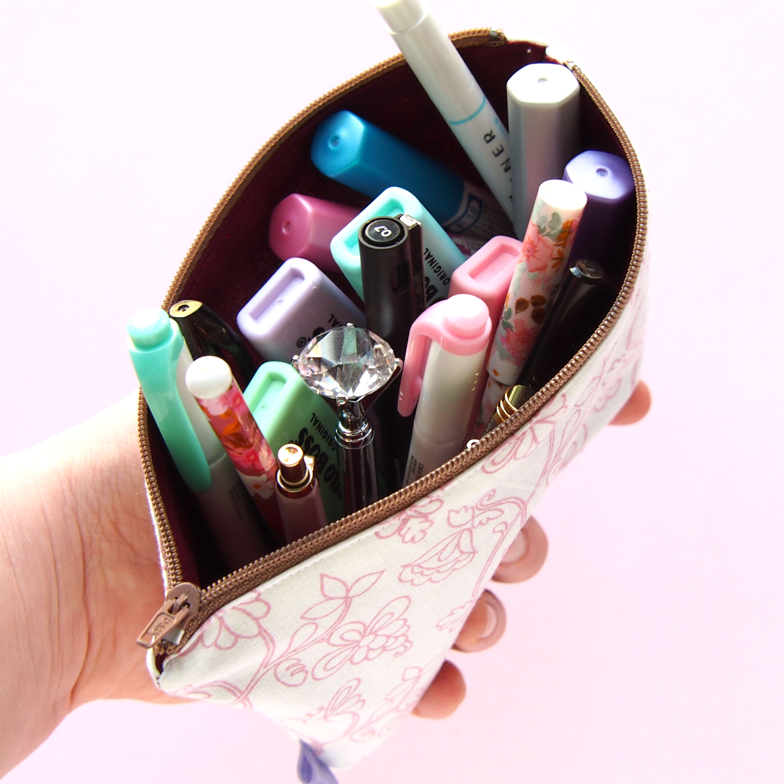 Lined Florals Pencil Case - Design by Willwa