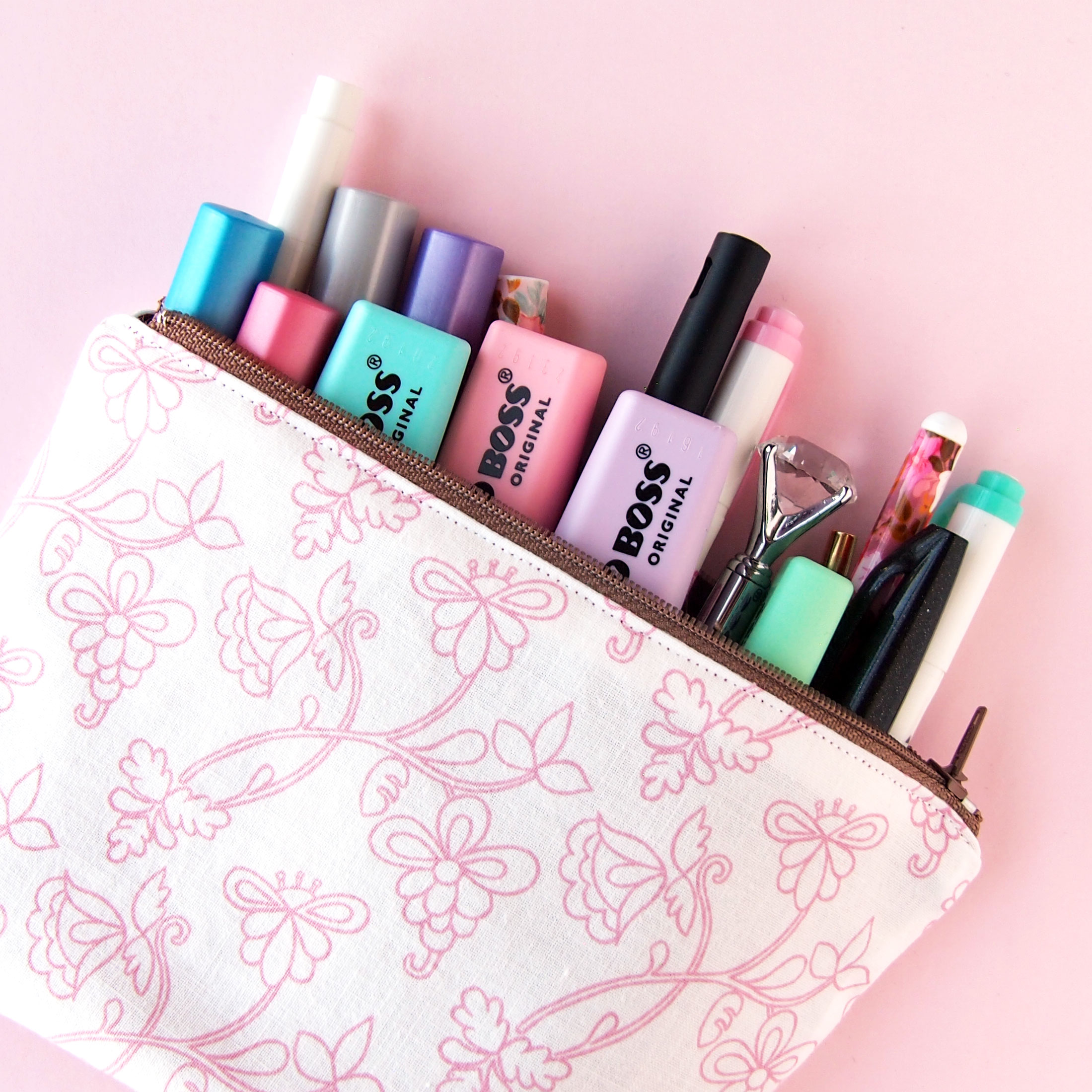 Lined Florals Pencil Case - Design by Willwa