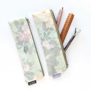 Mint Green Flowers Mini Pencil Case - Design by Willwa