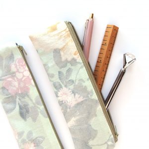 Mint Green Flowers Mini Pencil Case - Design by Willwa