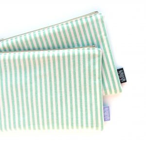 Mint Green Stripes Pencil Case - Design by Willwa