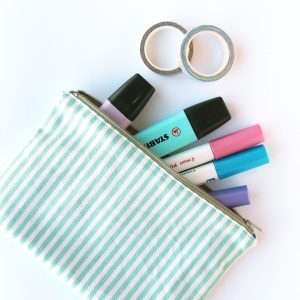 Mint Green Stripes Pencil Case - Design by Willwa