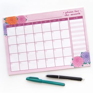 Monthly Planner Notepad Dahlias - Design by Willwa
