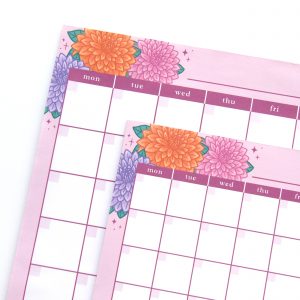 Monthly Planner Notepad Dahlias - Design by Willwa
