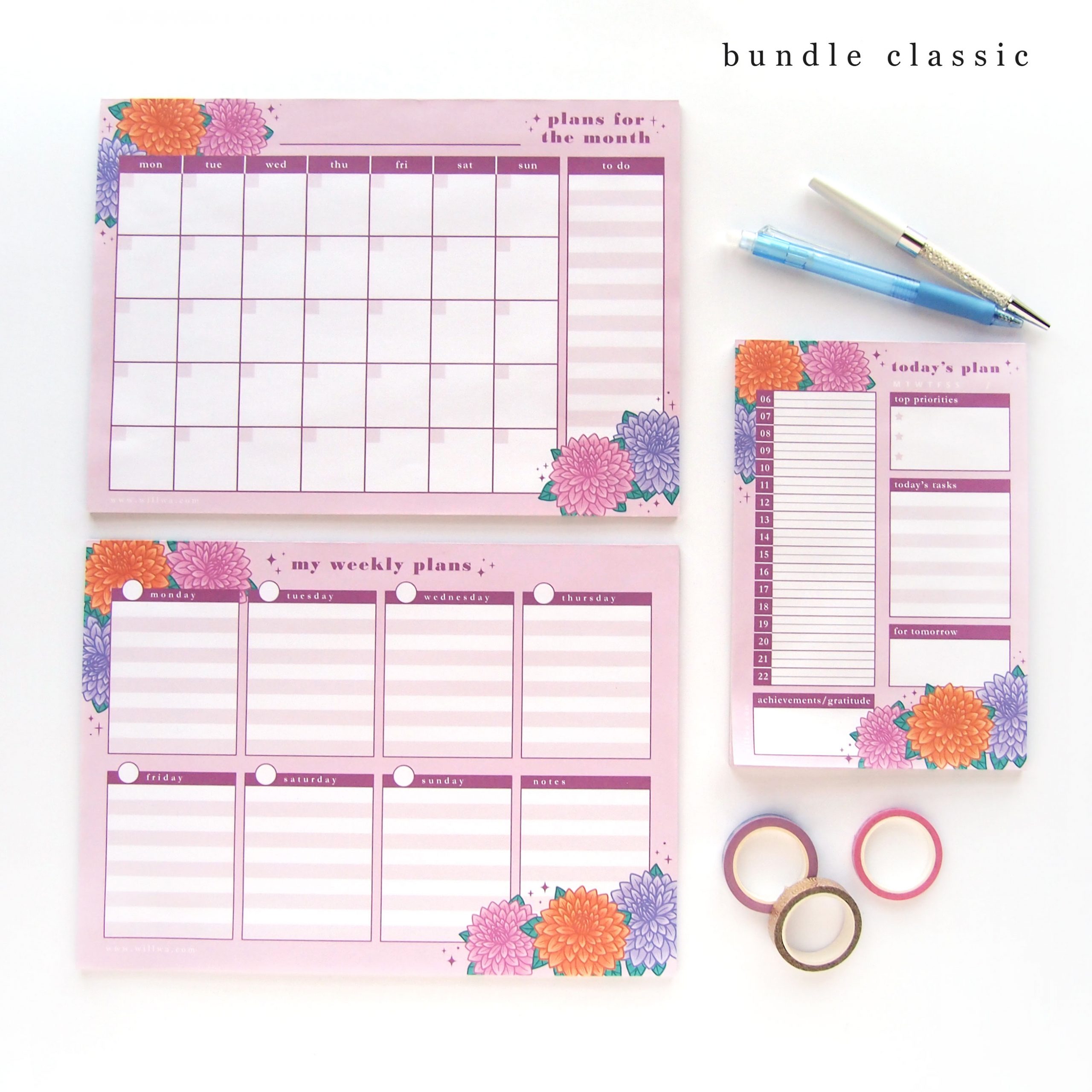 Planner Notepad Dahlias - Design by Willwa