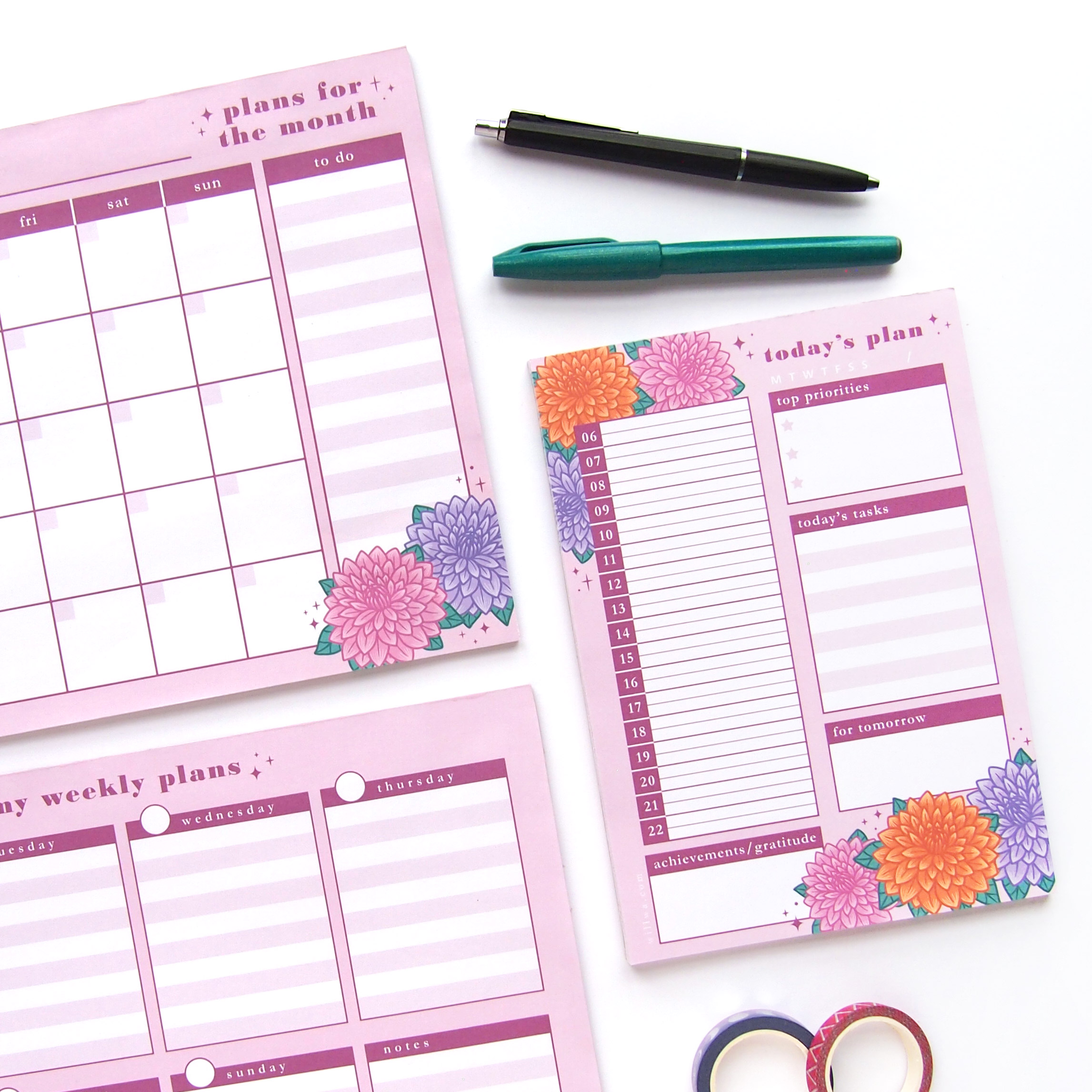 Planner Notepad Dahlias - Design by Willwa