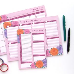 Planner Notepad Dahlias - Design by Willwa
