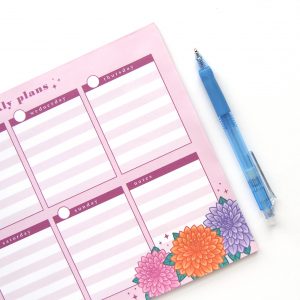 Weekly Planner Notepad Dahlias - Design by Willwa