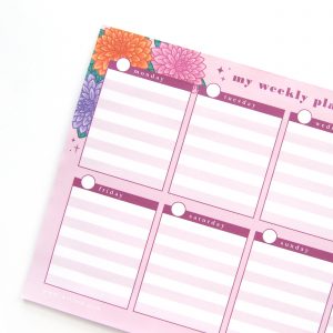 Weekly Planner Notepad Dahlias - Design by Willwa