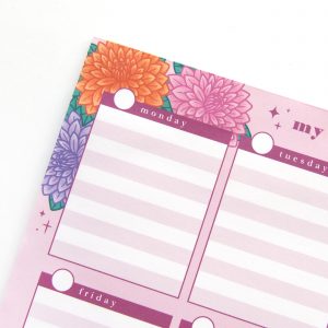 Weekly Planner Notepad Dahlias - Design by Willwa