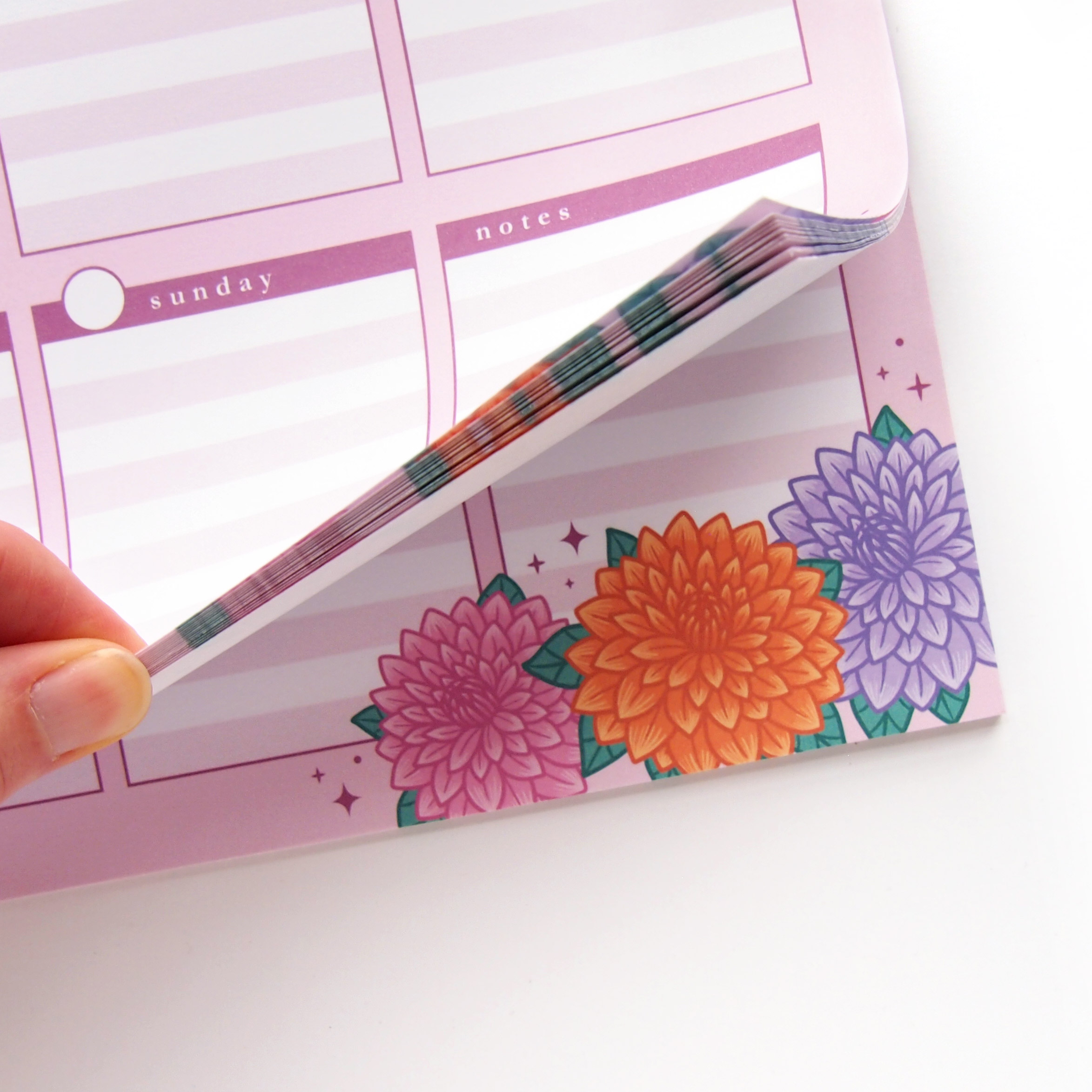 Weekly Planner Notepad Dahlias - Design by Willwa