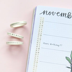 Days and Dates Slim Washi Tape Set - Design by Willwa