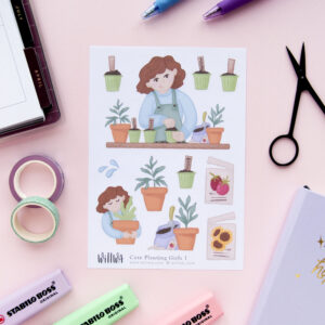 Cute Planting Girls Sticker Bundle - Design by Willwa
