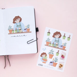 Cute Planting Girls Sticker Bundle - Design by Willwa