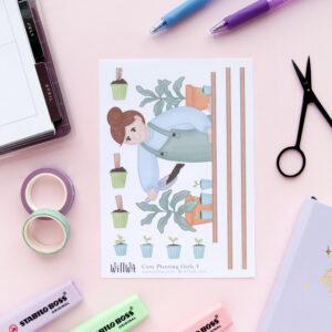 Cute Planting Girls Sticker Bundle - Design by Willwa